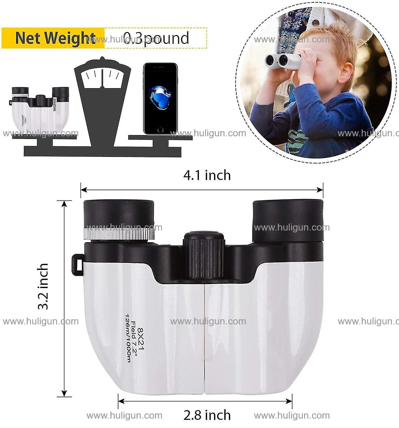 8x21 Reverse Porro Binoculars (Compact & Pocket Sized) 5 - Huligun.com 8x21 Reverse Porro Binoculars (Compact & Pocket Sized) - Image 5