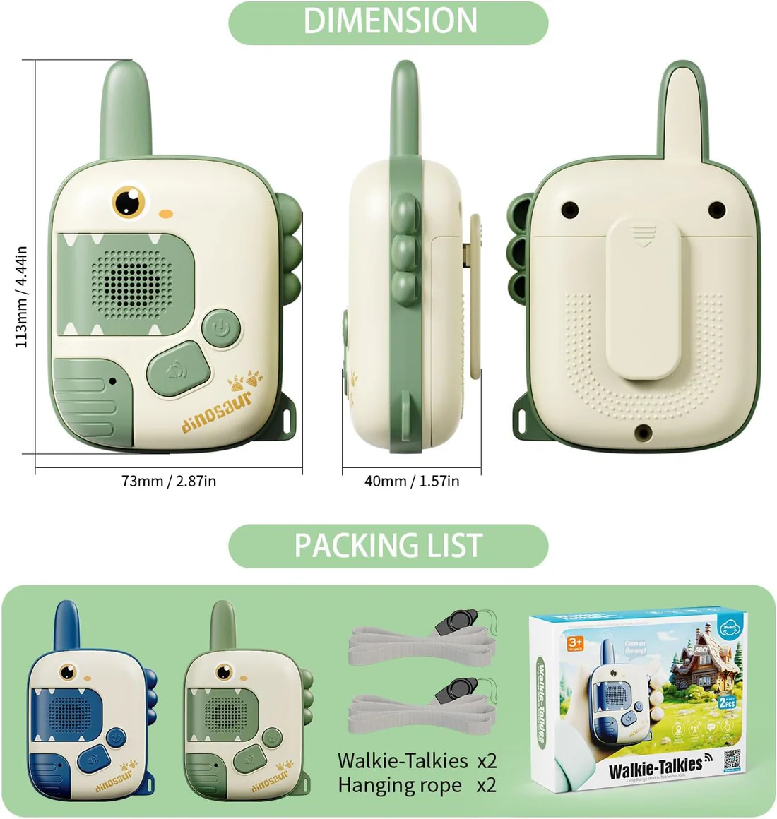 Cute Walkie Talkies for Fun Games (Pack of 2) Walky Talky Dinosaur Design 7 - Huligun.com Cute Walkie Talkies for Fun Games (Pack of 2) Walky Talky Dinosaur Design - Image 7