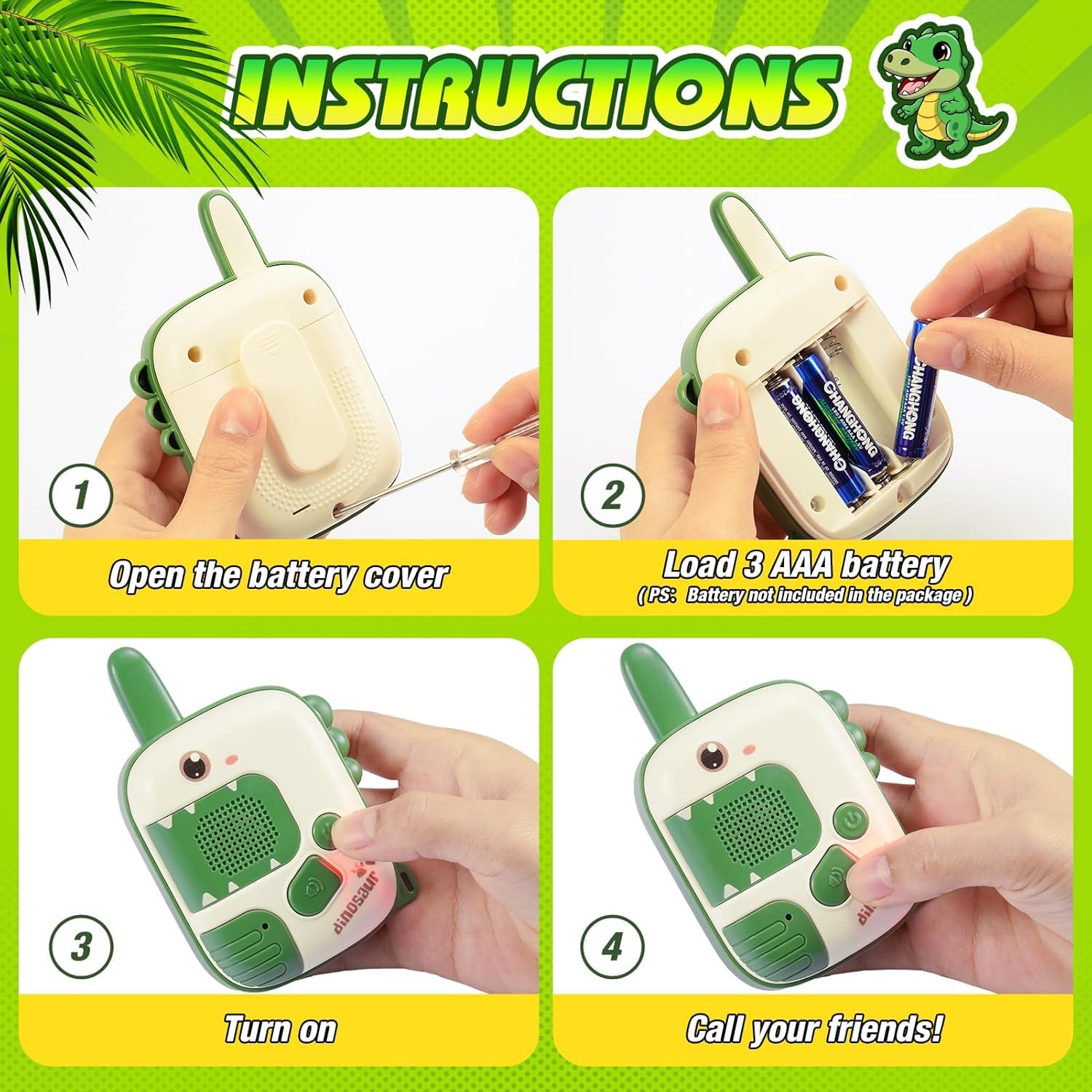 Cute Walkie Talkies for Fun Games (Pack of 2) Walky Talky Dinosaur Design 4 - Huligun.com Cute Walkie Talkies for Fun Games (Pack of 2) Walky Talky Dinosaur Design - Image 4
